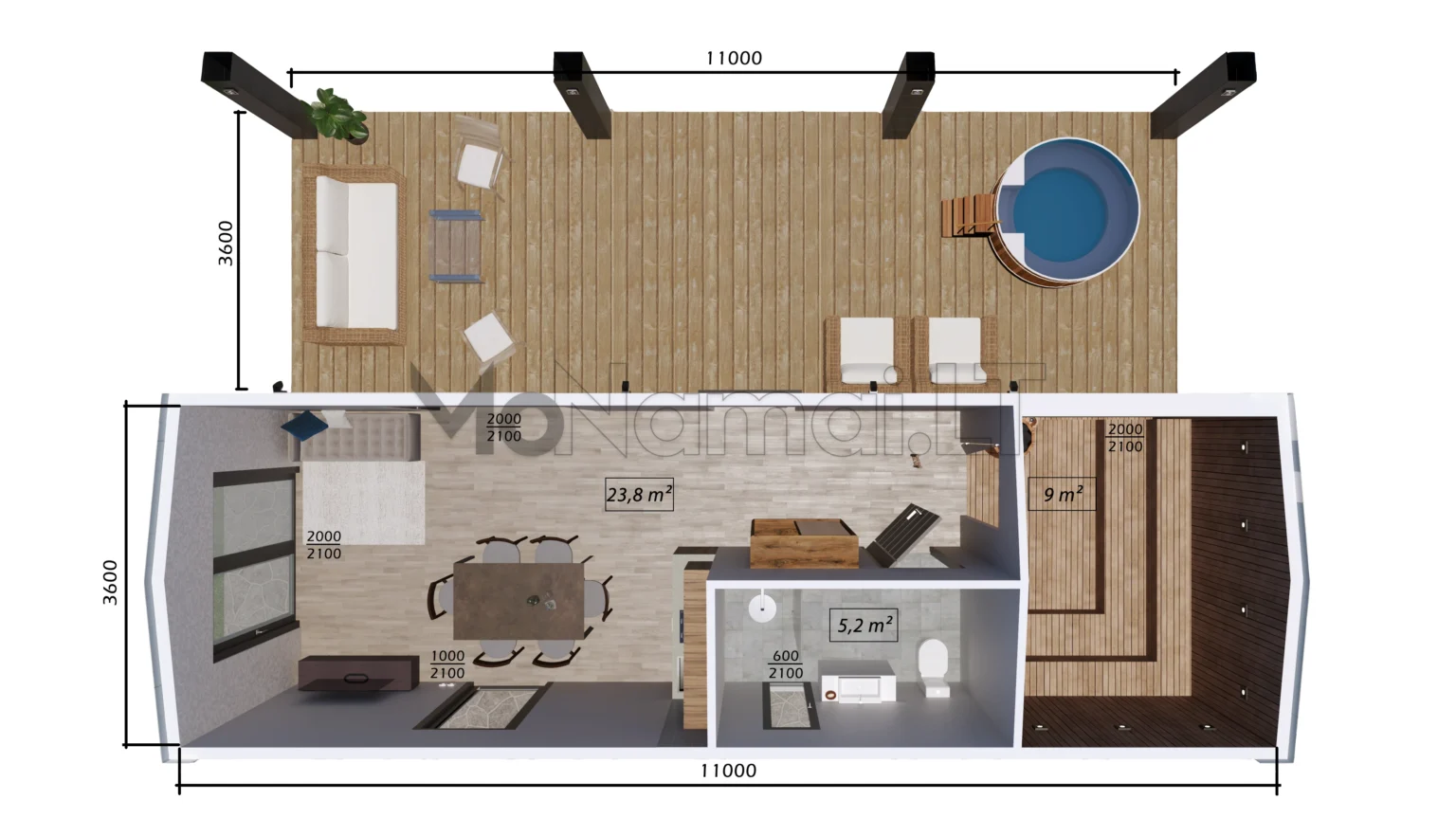 moduline-pirtis-modulinis-namas-V1-isplanavimas-11x3.6m-40-kv-m-dvislaitis-sandwich-plokstes-pir-pur-logo-1x1-monamai-lt-16x9-1